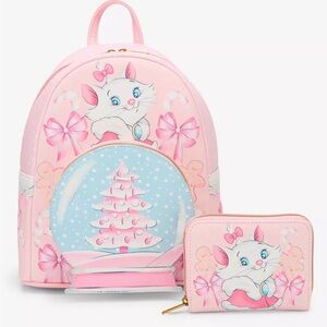 NWT Loungefly Disney The Aristocats Marie Holiday Mini Backpack and Wallet Set